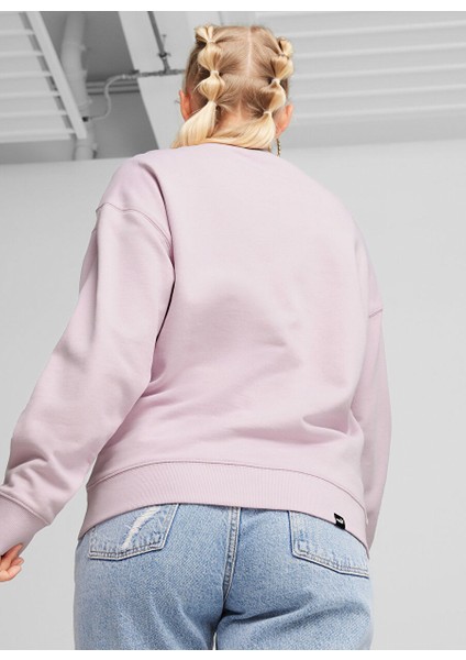 Siyah Kadın Yuvarlak Regular Fit Düz Sweatshirt 67788660 Her Crew Tr Grape Mist