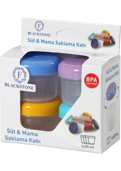 4’lü Mini Saklama Kabı, Güvenli Anne Sütü ve Mama Saklama Seti, Turuncu