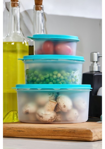 3'lü Yuvarlak Saklama Kabı Seti - Turkuaz, Organizer ve Düzenleyici fiyatları