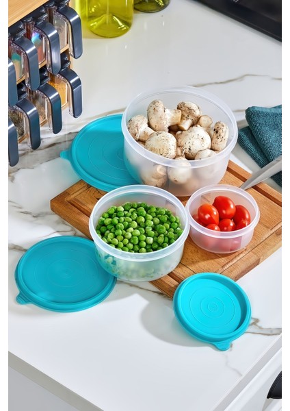 3'lü Yuvarlak Saklama Kabı Seti - Turkuaz, Organizer ve Düzenleyici modelleri