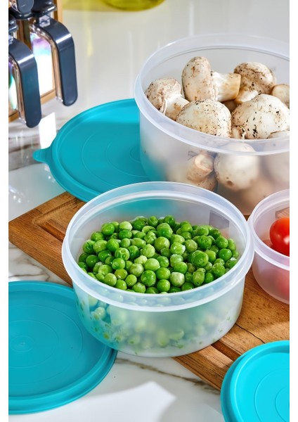 3'lü Yuvarlak Saklama Kabı Seti - Turkuaz, Organizer ve Düzenleyici fırsatları