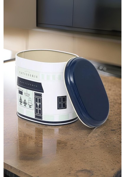 Renkli Desenli Oval Metal Saklama Kabı 11X15 Cm, Sağlıklı ve Şık Mutfak Gereçleri