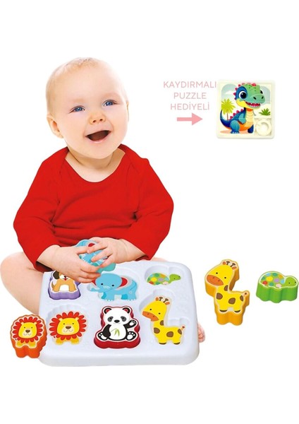 Renkli Hayvanlar Bul Tak 12-36 Ay Puzzle Eğlence Seti