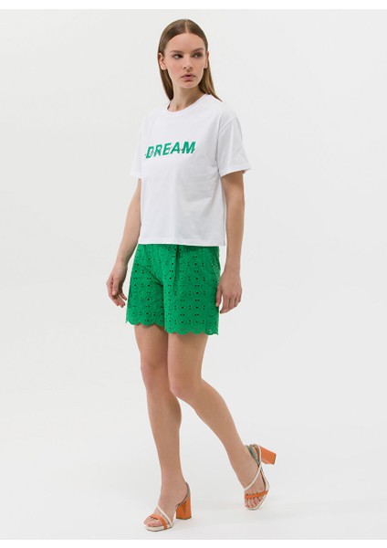 Bisiklet Yaka Beyaz Kadın T-Shirt Tugu fırsatları