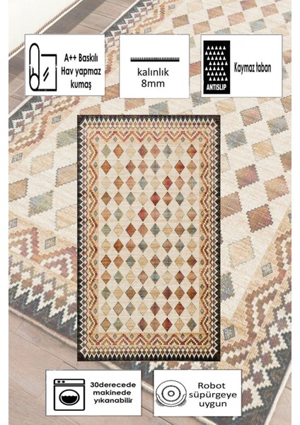 Kaymaz Taban Yıkanabilir Dijital Baskılı Halı Yolluk Mutfak Halısı