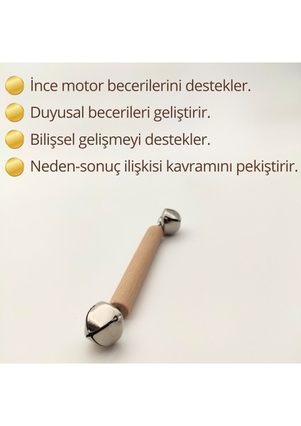 Montessori Çanlı Çıngırak - Bebekler için Ahşap Çıngırak - Klasik Montessori Tasarımı - Antibakteriyel Kayın Ağacından Üretilmiştir fiyatları