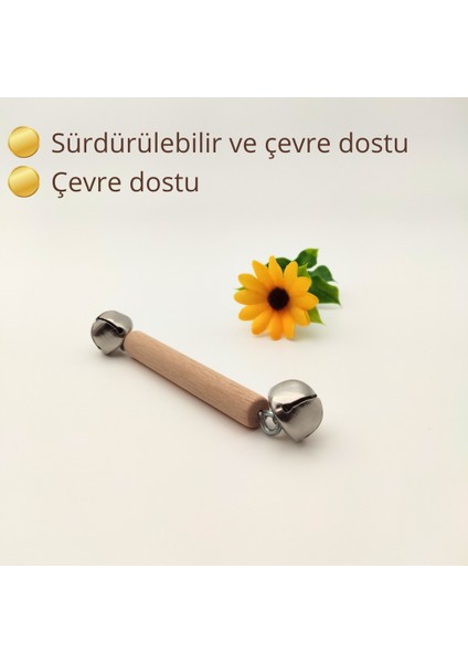 Montessori Çanlı Çıngırak - Bebekler için Ahşap Çıngırak - Klasik Montessori Tasarımı - Antibakteriyel Kayın Ağacından Üretilmiştir indirimleri