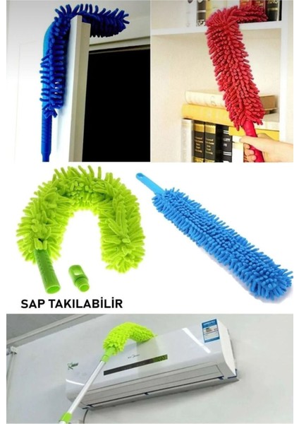 Püsküllü Makarna Mop Saplı, Temizlik Için Kullanışlı ve Pratik Toz Alma Aracı