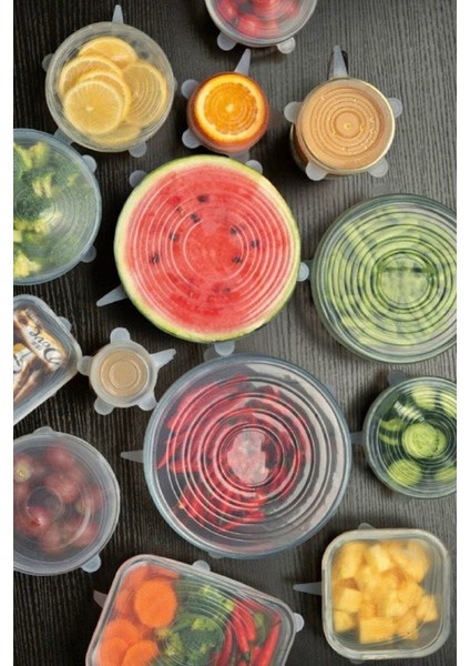 6'lı Yeşil Silikon Kapak Seti, Tazeliği Koruyan Streç Kapaklar