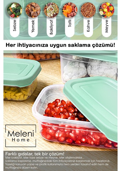4 Adet Dikdörtgen Saklama Kabı, Mikrodalga Uygun, 740ML, Yeşil fırsatları