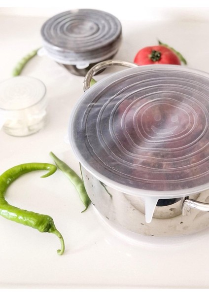 6'lı Çok Renkli Silikon Streç Tencere ve Tabak Kapağı Seti