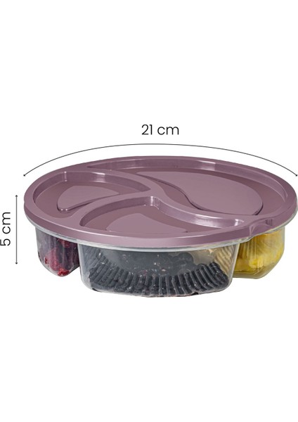 2'li 3 Bölmeli Yuvarlak Saklama Kabı 1,2 L, Pembe, Pratik ve Şık Depolama Çözümü modelleri