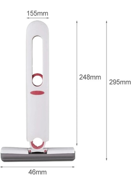 Taşınabilir Mini Mop, 180° Döner Temizlik Paspası, Cam ve Zemin Silme Aracı