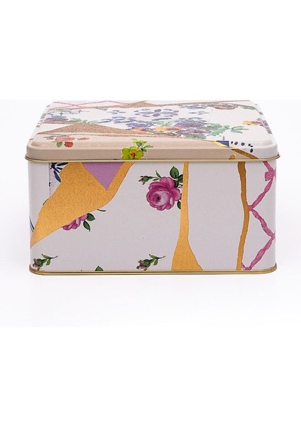 Yeşil Sugi Desenli Kare Metal Saklama Kabı 20X20 cm modelleri