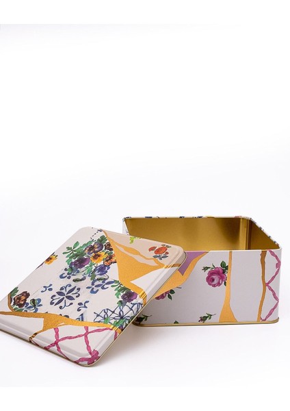 Yeşil Sugi Desenli Kare Metal Saklama Kabı 20X20 cm fırsatları