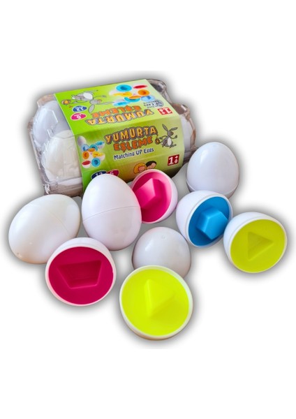 Geometrik Yumurta Eşleme Oyunu Kutulu Renkli Yumurtalar (6 Lı) modelleri
