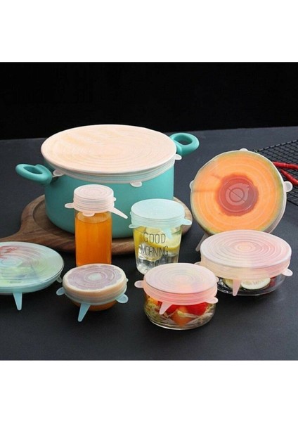 Esnek Silikon Strech Kapaklar 6'lı Tazelik Koruyucu Bej Renk fiyatları