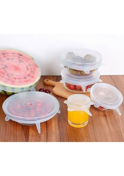 Esnek Silikon Strech Kapaklar 6'lı Tazelik Koruyucu Bej Renk fırsatları