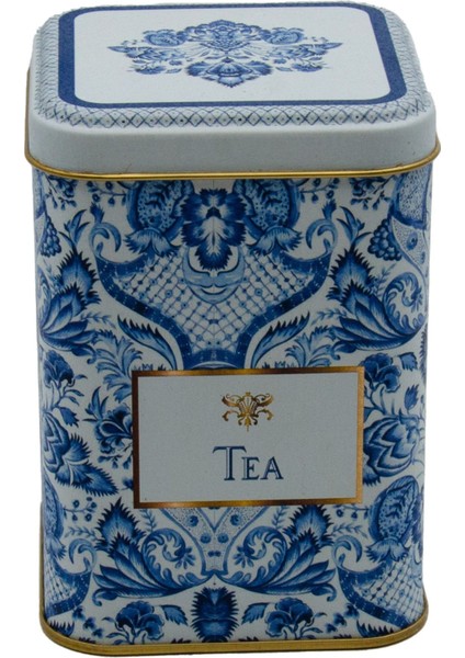 Tea Desenli Kare Metal Saklama Kabı, 8x8 Cm, Şık ve Kullanışlı Mutfak Aksesuarı