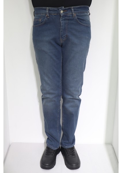 Fistan Store Erkek Mavi Normal Bel Normal Kesim Boru Paça Jean Pantolon