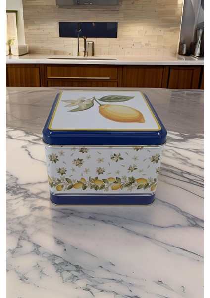 Limon Desenli Kare Metal Saklama Kabı, 2.2 Lt, Şık ve Pratik Mutfak Gereci fiyatları