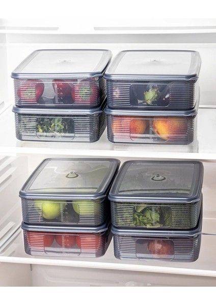 2'li Büyük Dikdörtgen Saklama Kabı Seti, 3,5 Lt, Gri, Sızdırmaz, Göstergeli fiyatları