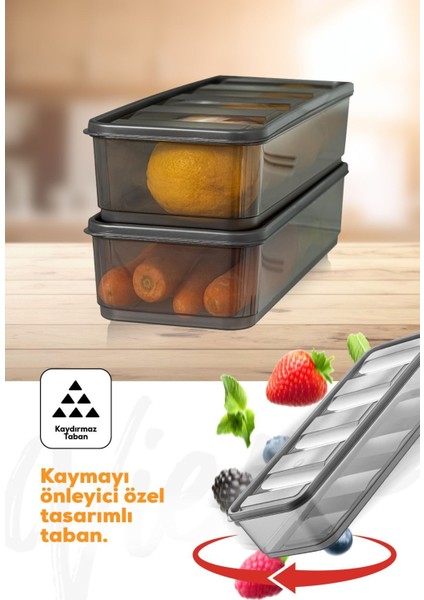 2'li Gri Buzdolabı Düzenleyici Saklama Kabı Seti, Pratik ve Şık Organizatör modelleri