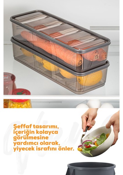 2'li Gri Buzdolabı Düzenleyici Saklama Kabı Seti, Pratik ve Şık Organizatör fırsatları