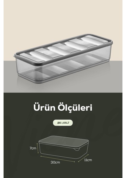 2'li Gri Buzdolabı Düzenleyici Saklama Kabı Seti, Pratik ve Şık Organizatör