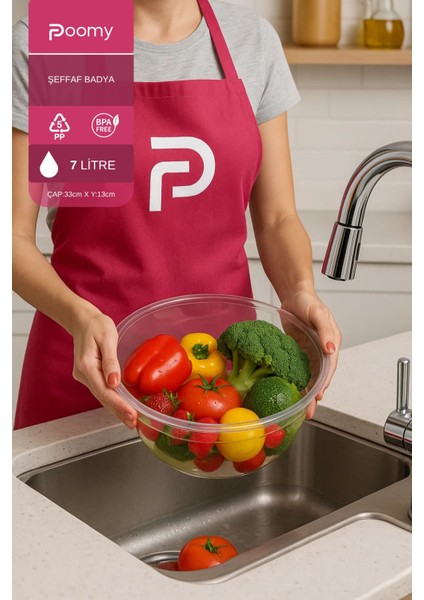 Şeffaf 7 Litre Sebze Meyve Yıkama Kabı, Pratik ve Şık Tasarım