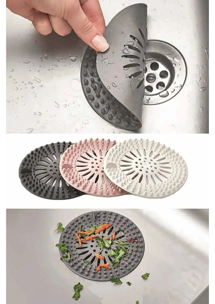 Yuvarlak Silikon Lavabo Süzgeci, Kaymaz Gider Kapağı, Estetik ve Pratik Kullanım
