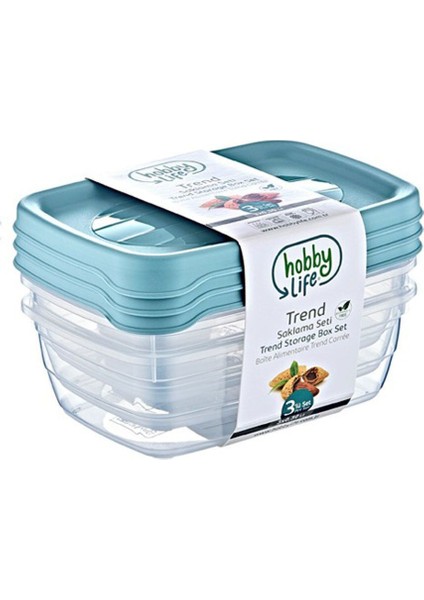 Renkli Dikdörtgen Saklama Kabı Seti - 3'lü, Pratik ve Şık Mutfak Gereci