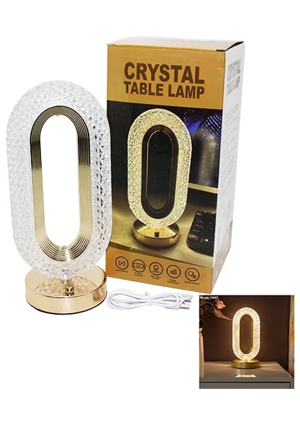 Büyük Oval 3 Renk LED Dokunmatik USB Şarjlı Masa Lambası (5047)