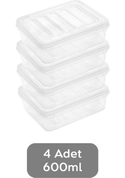 Şeffaf Kapaklı Mikrodalga Uyumlu Saklama Kabı Seti, 4 Adet 600ML fiyatları