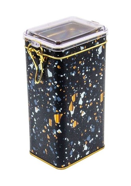 Şık Siyah Terrazzo Desenli Metal Saklama Kabı 8X10 cm modelleri