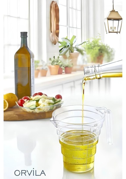 Turuncu 500 ml Ölçü Kabı, Kulplu, Pratik ve Kullanışlı Mutfak Gereci