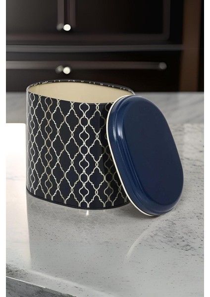 Çok Renkli Oval Metal Saklama Kabı 11X15 Cm, Desenli, Şık ve Dayanıklı