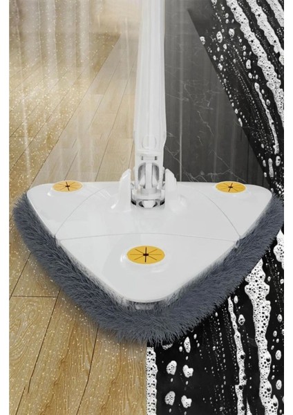 Teleskobik Üçgen Mikrofiber Mop, 360° Döner, Islak-Kuru, Çok Yönlü Temizlik Aracı