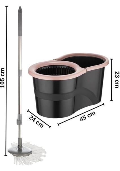 Yumuşak Mikrofiber Süper Mop Seti, 360 Derece Dönebilir, Şık Pembe Renkli Temizleme Aracı fırsatları