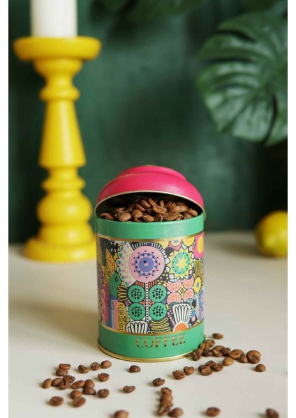 Sunflower Desenli Yuvarlak Saklama Kabı, 9X11 Cm, 0,6 Lt, Yeşil