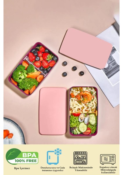 Bordo 2 Katlı Saklama Kabı Seti, Öğrenci ve Sporcu Için Sağlıklı Öğünler Için indirimleri