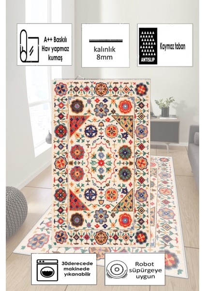 Kaymaz Taban Yıkanabilir Dijital Baskılı Halı Yolluk Mutfak Halısı