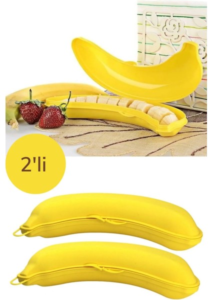 Iki Li Muz Şekilli Saklama Kabı, Çocuk Kahvaltı ve Piknik Için Uygun, Renkli ve Kullanışlı