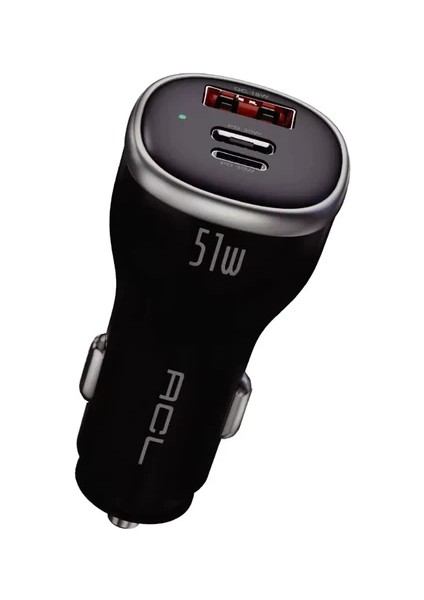 AC-105 Pd 6A, 51WATT 1xusb-A, 1xusb-C ve Lightning Çıkışlı Araç Içi Şarj