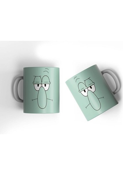 Squidward Bardak Sponge Bob Sünger Bob Kupa Bardak Squidward Baskılı Hediye Kupa Bardak