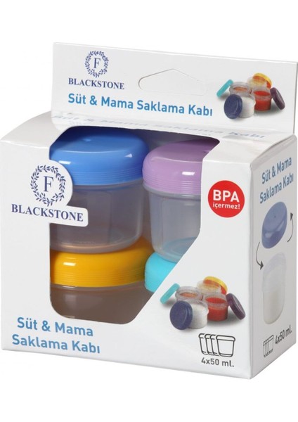 4'lü 50 ml Çok Renkli Mini Bebek Süt ve Mama Saklama Kabı
