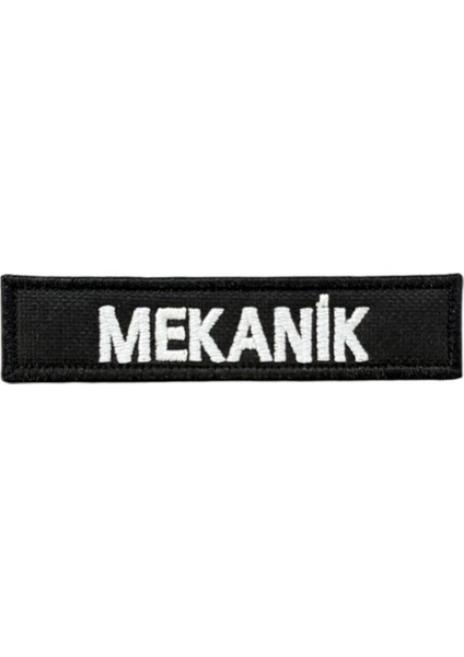 Siyah Zemin Mekanik Yazılı Nakış Patch - 9.5x2 cm