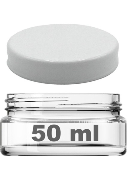 3 Adet Şeffaf Cam Krem Kavanozu Beyaz Kapak 50ML, Turuncu Renkli, Hızlı ve Güvenli Kargo