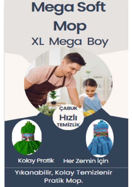 Mikrofiber Havlu ve Yedek Uç, Büyük Boy, Mavi, Temizlik Için Uygun indirimleri