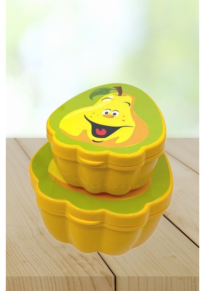 Iç Içe Geçen Armut Tasarımlı Saklama ve Beslenme Kabı Seti, 550 ml ve 250 ml